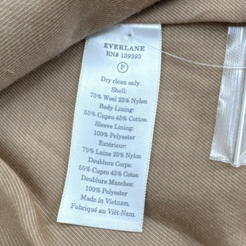 Everlane Cocoon Coat Women P Camel Tan‎ Wool Blend Oversized Long Jacket 43